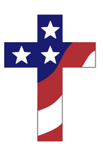Load image into Gallery viewer, Cross sticker embellished with waving American flag